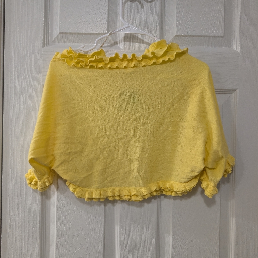 NWT Lilly Pulitzer M/L Phoebe Sweater, Yellow, Ruffle Open‎ Front Cropped Shrug, - Picture 2 of 5